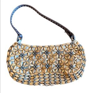 Nine West Wooden Beaded Small Shoulder Bag Clutch Hobo